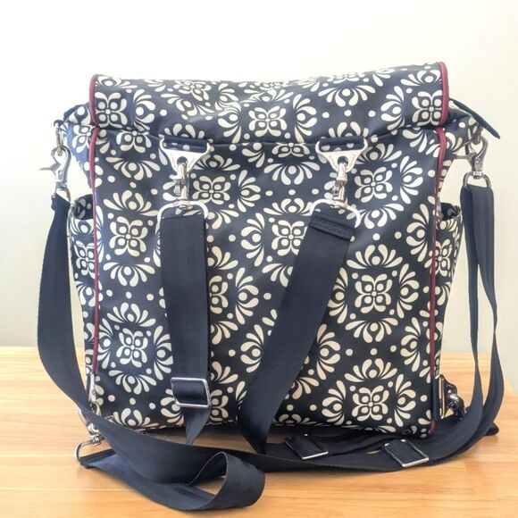 Petunia Pickle Bottom Brocade Diaper Bag Black White Red Embossed - Picture 3 of 9